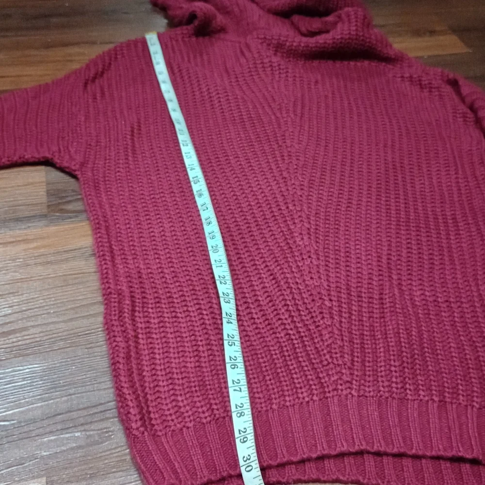Umgee Fold Over Burgundy Oversized Knitted Sweater